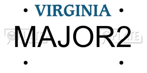 MAJOR2 Virginia License Plate