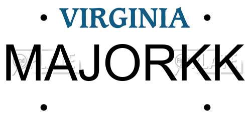MAJORKK Virginia License Plate