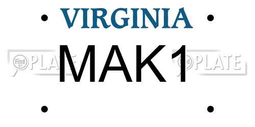 MAK1 Virginia License Plate