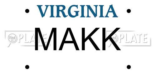 MAKK Virginia License Plate