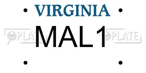 MAL1 Virginia License Plate