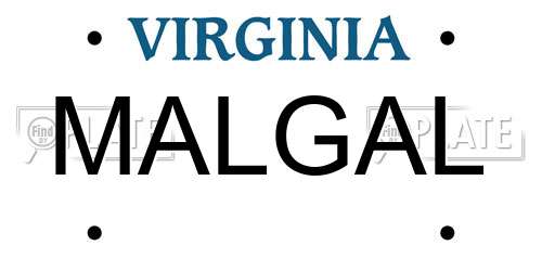 MALGAL Virginia License Plate