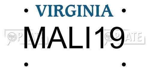 MALI19 Virginia License Plate