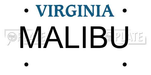 MALIBU Virginia License Plate