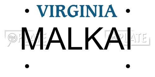 MALKAI Virginia License Plate