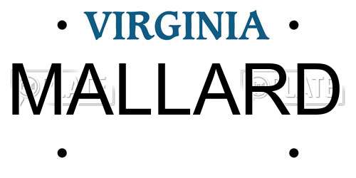 MALLARD Virginia License Plate