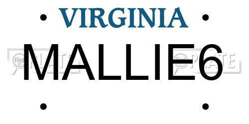 MALLIE6 Virginia License Plate