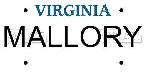 MALLORY Virginia License Plate