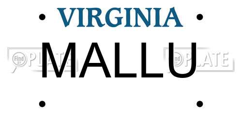 MALLU Virginia License Plate