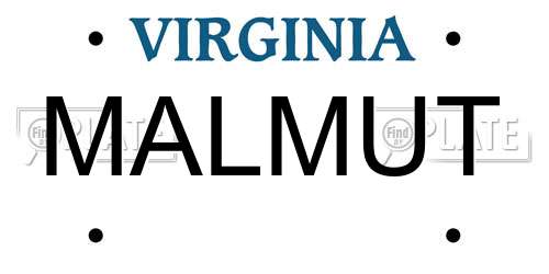 MALMUT Virginia License Plate