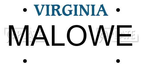 MALOWE Virginia License Plate