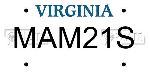 MAM21S Virginia License Plate