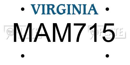 MAM715 Virginia License Plate