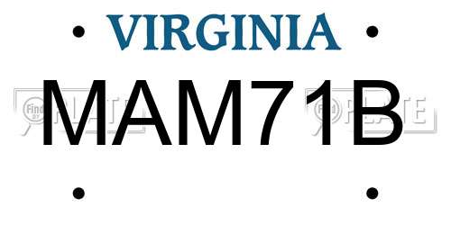 MAM71B Virginia License Plate