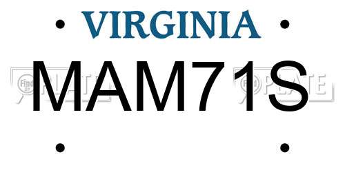 MAM71S Virginia License Plate