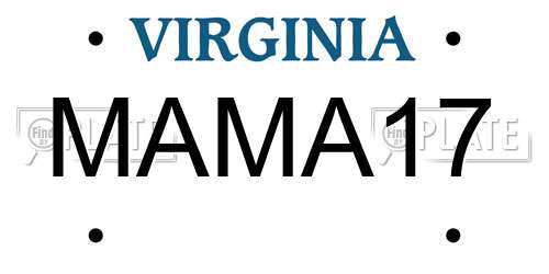 MAMA17 Virginia License Plate