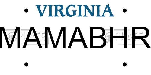 MAMABHR Virginia License Plate