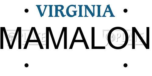 MAMALON Virginia License Plate