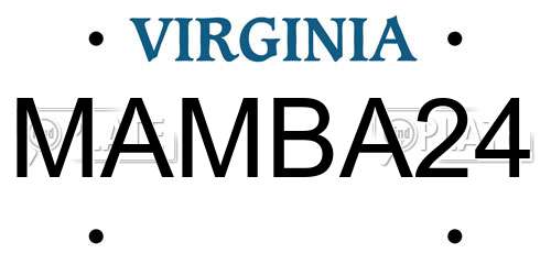 MAMBA24 Virginia License Plate