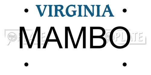 MAMBO Virginia License Plate