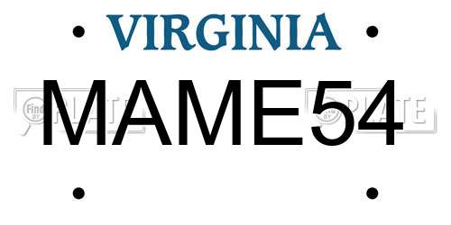MAME54 Virginia License Plate