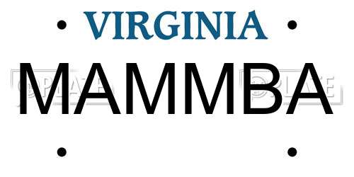 MAMMBA Virginia License Plate