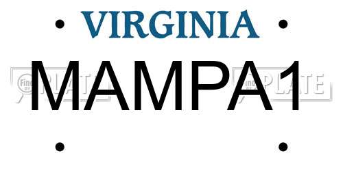 MAMPA1 Virginia License Plate