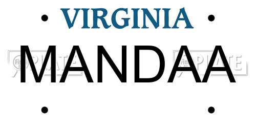 MANDAA Virginia License Plate