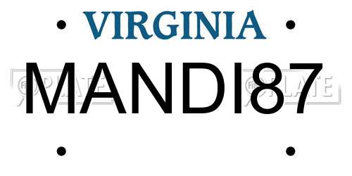 MANDI87 Virginia License Plate