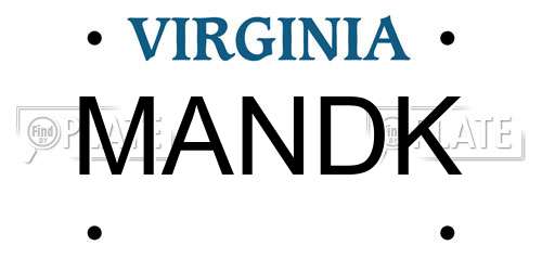 MANDK Virginia License Plate