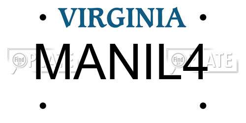 MANIL4 Virginia License Plate