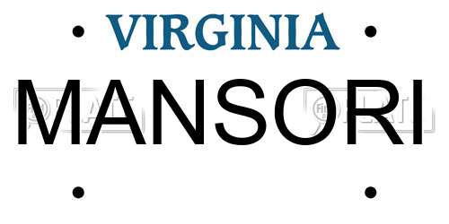 MANSORI Virginia License Plate