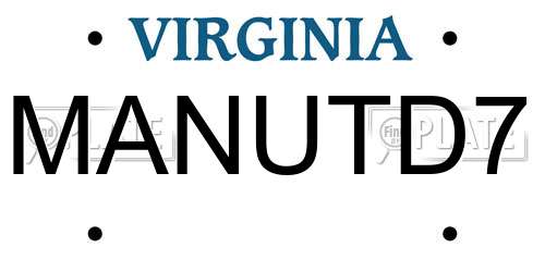 MANUTD7 Virginia License Plate