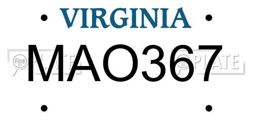 MAO367 Virginia License Plate