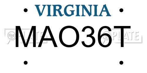 MAO36T Virginia License Plate