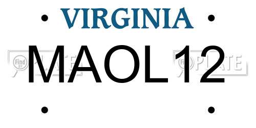 MAOL12 Virginia License Plate