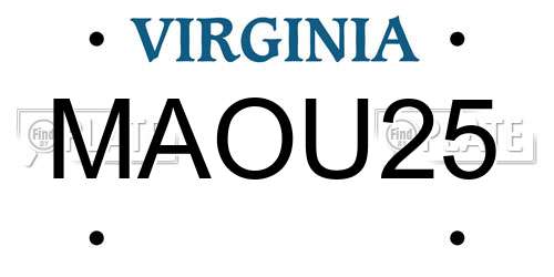 MAOU25 Virginia License Plate