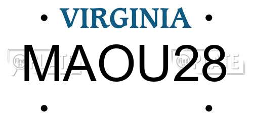 MAOU28 Virginia License Plate