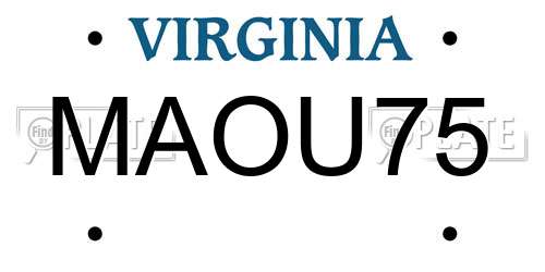 MAOU75 Virginia License Plate