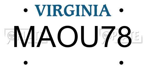 MAOU78 Virginia License Plate