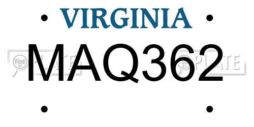 MAQ362 Virginia License Plate