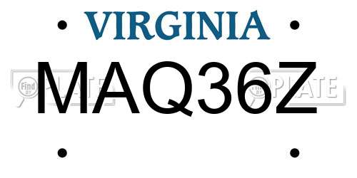 MAQ36Z Virginia License Plate