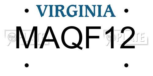 MAQF12 Virginia License Plate