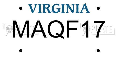 MAQF17 Virginia License Plate