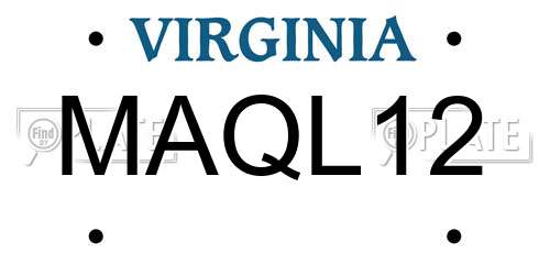 MAQL12 Virginia License Plate