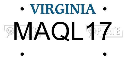 MAQL17 Virginia License Plate