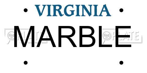 MARBLE Virginia License Plate