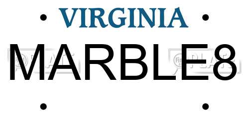 MARBLE8 Virginia License Plate