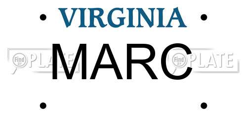 MARC Virginia License Plate