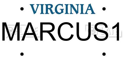 MARCUS1 Virginia License Plate